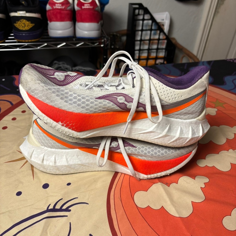 Saucony Endorphin Pro 4 Womens 10 Running Shoes White Purple Orange Outdoor Walk - Picture 11 of 12